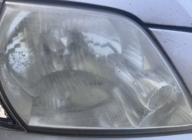 Pitted, chalky headlight lens